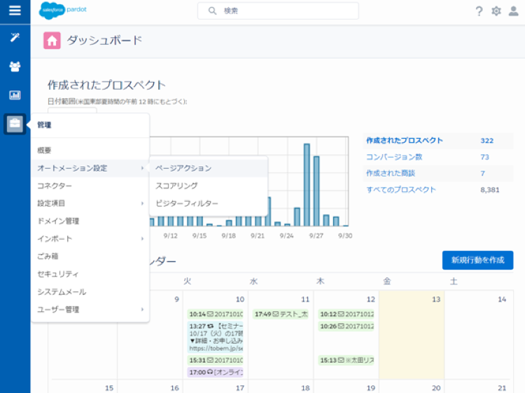 ページアクションの設定